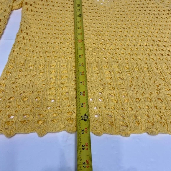 Women’s Crochet Yellow Long Sleeve Top Boho Beach Hippie Festival Fairy Y2K Sz M - Picture 15 of 16